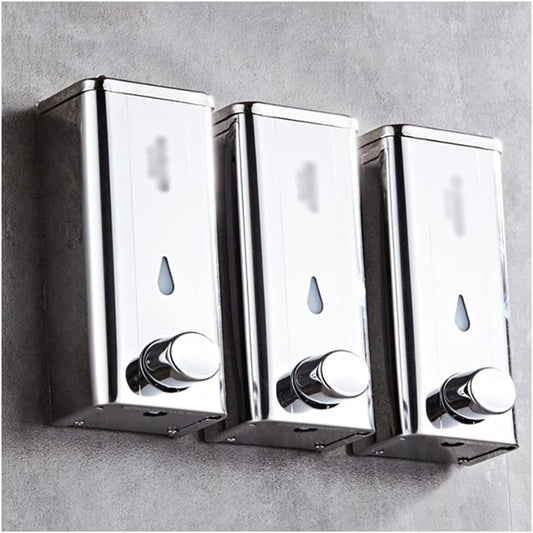400ml Stainless Steel Dispenser with Plastic Inside Container for Liquid Soap, Shampoo, Body Wash or Sanitizer | Wall Mounted