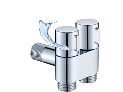1 in 2 Out T-Cock Valve G1/2" inch Connection in Stainless Steel with Independent Outlet Control for Bathrooms or Wash Areas