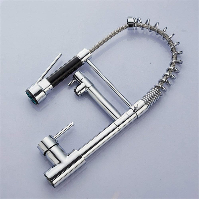Stylish 15" inches Pull Out Premium Kitchen Faucet in Silver | Hot and Cold Mixer | Pull Out Spray | 360° Moveable