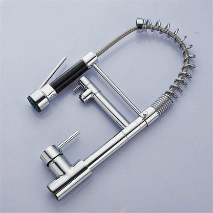 Stylish 15" inches Pull Out Premium Kitchen Faucet in Silver | Hot and Cold Mixer | Pull Out Spray | 360° Moveable