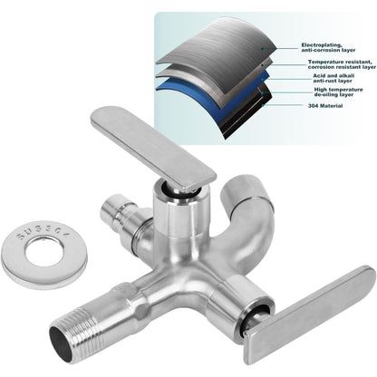 Double Bibcock in 304 Stainless Steel for Toilet Shower, Bathrooms & Wash Areas