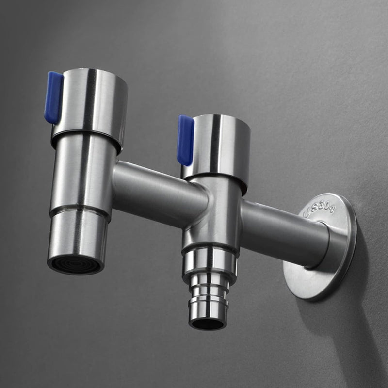 Double Bibcock in Stainless Steel for Toilet, Bathrooms & Wash Areas