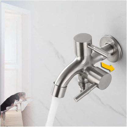 Two Way Double Bib Tap in Stainless Steel for Bathrooms, Kitchens, Wash Areas or Washing Machine