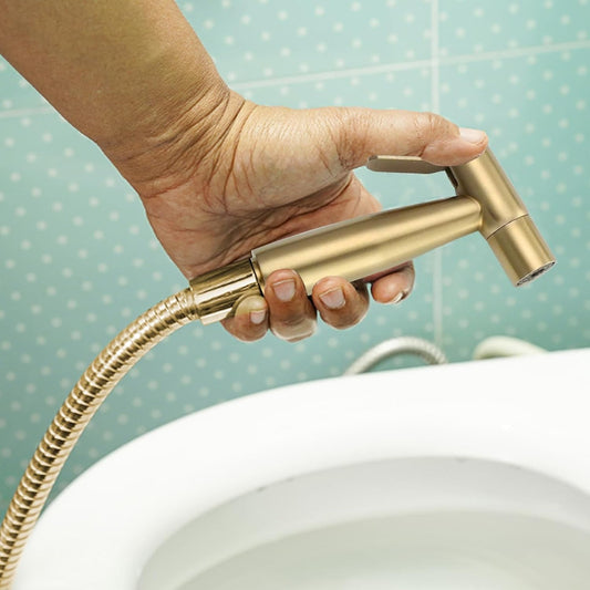 Golden Stainless Steel Muslim Shower Set 5"inches Head + 1.2 Meter Pipe | High Water Pressure | Easy Installation