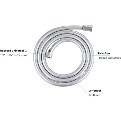 Premium 1.5m (4.5 Foot) Shower Pipe in PVC Matt Grey for Bath Shower or Toilet Showers