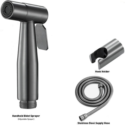 Gun Grey Stainless Steel Muslim Shower Set | 5"inches Head + 1.2 Meter Pipe | High Water Pressure | Easy Installation