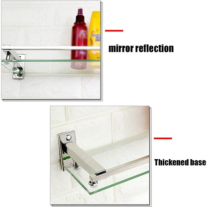 Wesda Glass Shelf 22" inchs Long with Stainless Steel Frame in Shiny Chrome