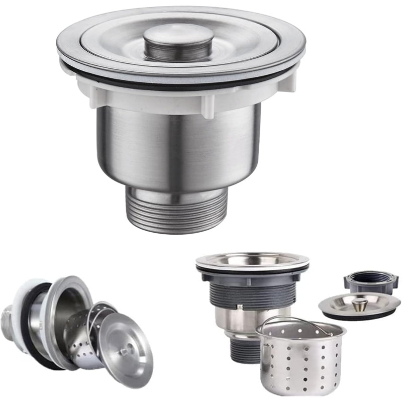 Kitchen Sink Drain 3.5" inches  Inlet Size with Removable Strainer Basket in Stainless Steel