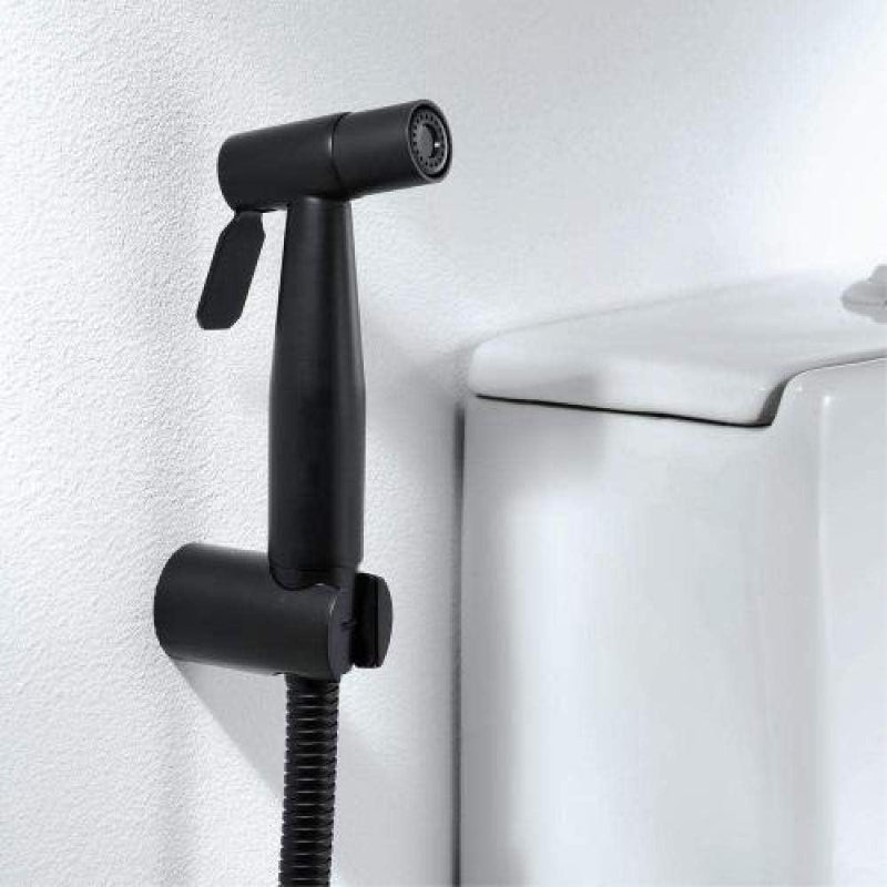 Stainless Steel Muslim Shower Set 5"inches Head + 1 Meter Pipe in Matt Black | High Water Pressure | Easy Installation | Bathroom and Toilets