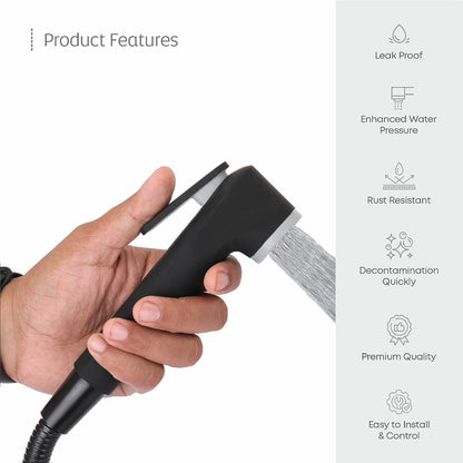 Premium Muslim Shower Head 6"inches in Matt Black | Durable ABS Plastic | High Water Pressure | Easy Installation