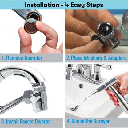 2 in 1 Divider for Kitchen and Basin Faucet for Shower Connection | Made in Stainless Steel | Easy Installation