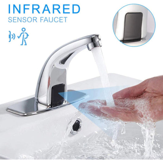 Automatic Bathroom Faucet in Stainless Steel Shiny Chrome | Single Line