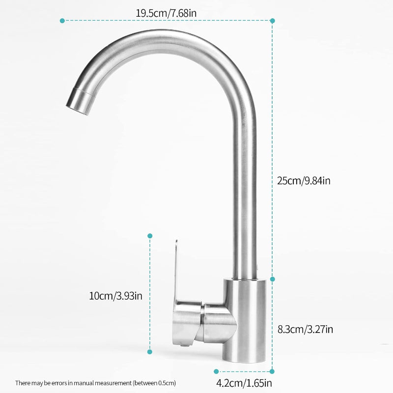 12" inches Round Neck Kitchen Mixer in Stainless Steel | Hot and Cold Mixer