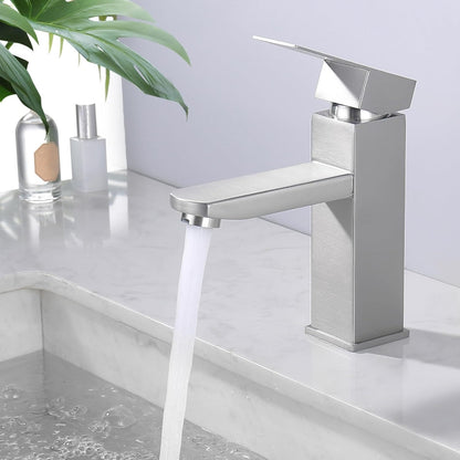 Brushed Silver  7" inches Basin Mixer in Stainless Steel | Hot and Cold Mixer | Easy to Install