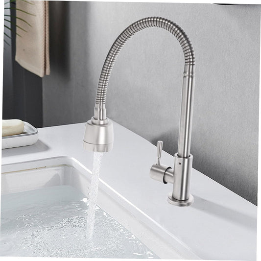 Flexible Neck Faucet with Dual Water Flow in Stainless Steel | Single Line | Easy to Install