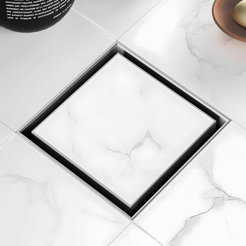 Heavy Duty 6x6" Inch Tile Cut Floor Drain in 304 SUS Stainless Steel with Smell and Insect Trap | Available in Brushed Silver, Shiny Chrome, Matt Black, Gun Grey, Golden