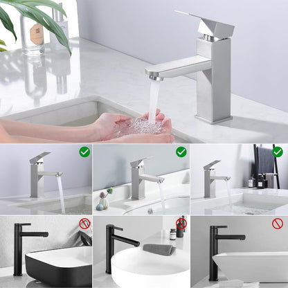 Brushed Silver  7" inches Basin Mixer in Stainless Steel | Hot and Cold Mixer | Easy to Install