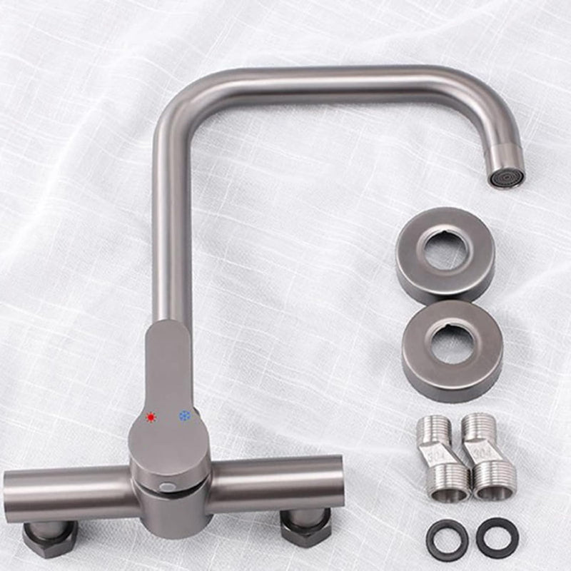 Premium 11" inches Kitchen Faucet in Stainless Steel | Brushed Nickle | Hot and Cold Mixer | Wall Mounted | 360° Moveable