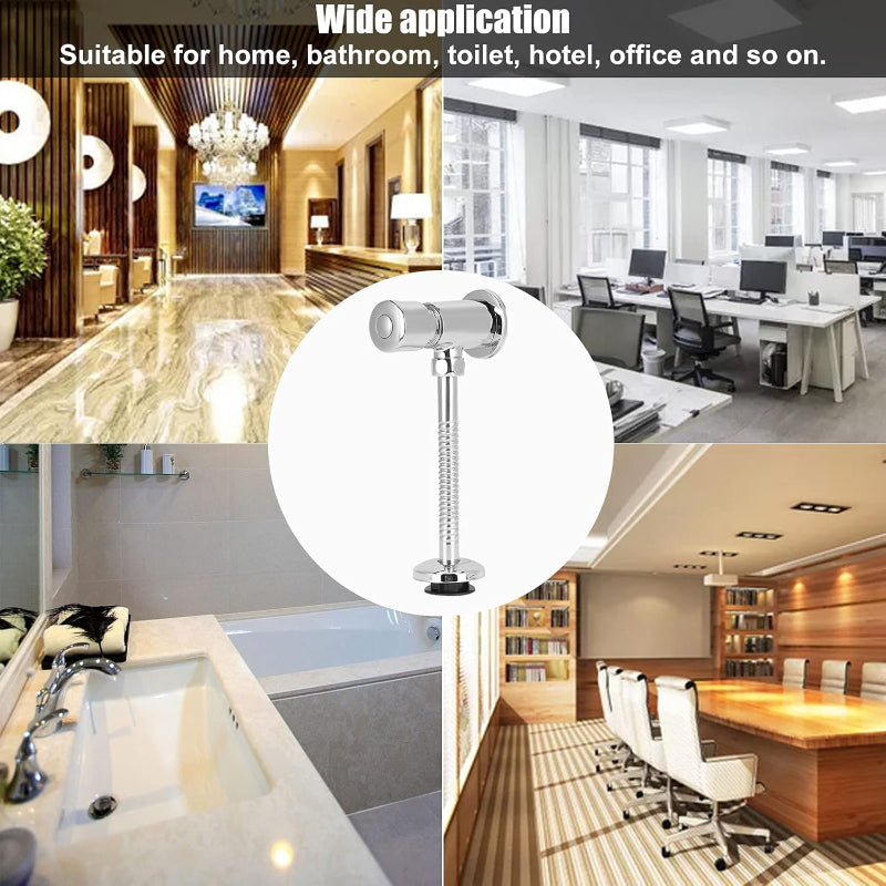 Auto Off Urinal Flush Valve in Stainless Steel Size 1/2" inch | Hand Push | Auto Off in 3 to 5 Seconds