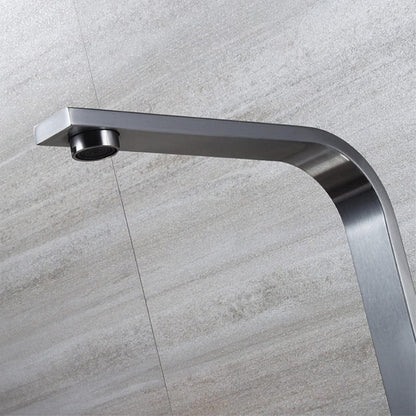 Premium 14" inches L-Shape Stainless Steel Kitchen Faucet in Brushed Nickle | Hot and Cold Mixer | Single Handle | 360° Moveable