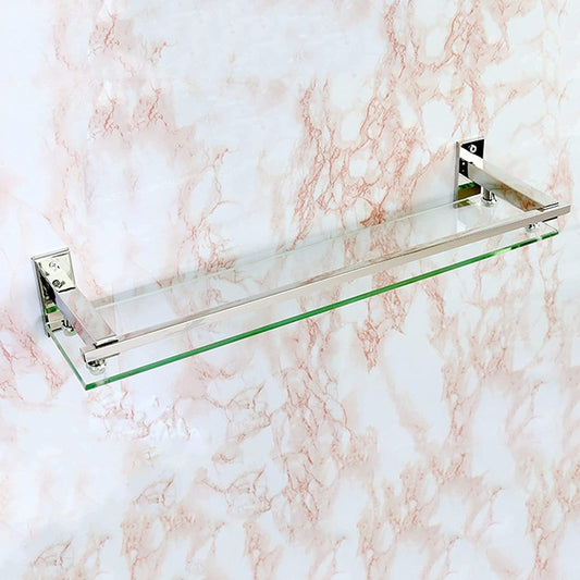Wesda Glass Shelf 22" inchs Long with Stainless Steel Frame in Shiny Chrome