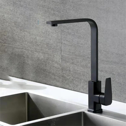 Premium 14" inches L-Shape Stainless Steel Kitchen Faucet in Matt Black | Hot and Cold Mixer | Single Handle| 360° Moveable