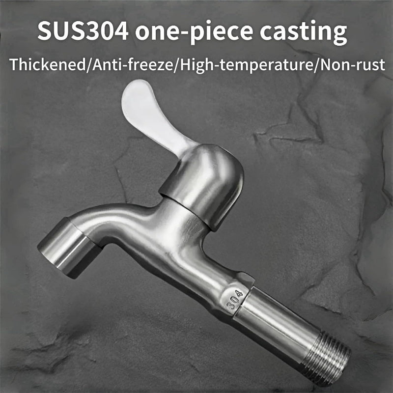 Long Bib Cock in Stainless Steel for Bathrooms and Wash Areas