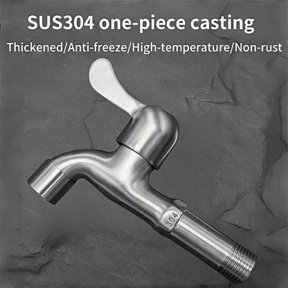 Long Bib Cock in Stainless Steel for Bathrooms and Wash Areas