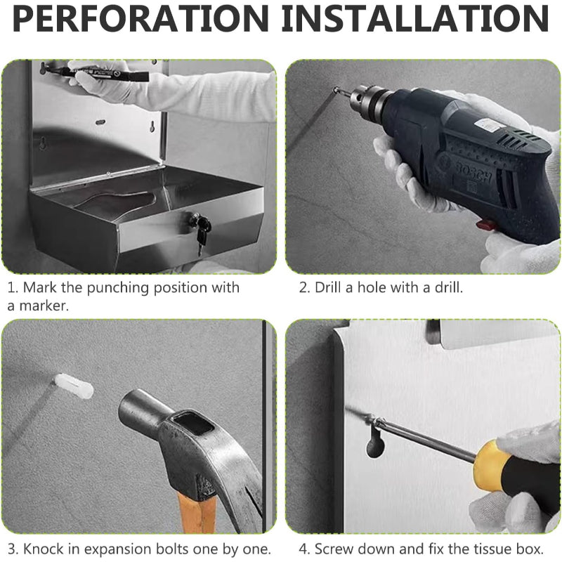 Paper Towel Dispenser in Stainless Steel for Bathrooms, Wash Areas and Public Places