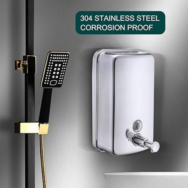 Liquid Soap Dispenser Stainless Steel Shiny Chrome | Wall Mounted | Smooth Pump