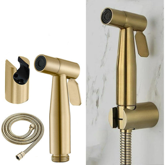 Golden Stainless Steel Muslim Shower Set 5"inches Head + 1.2 Meter Pipe | High Water Pressure | Easy Installation