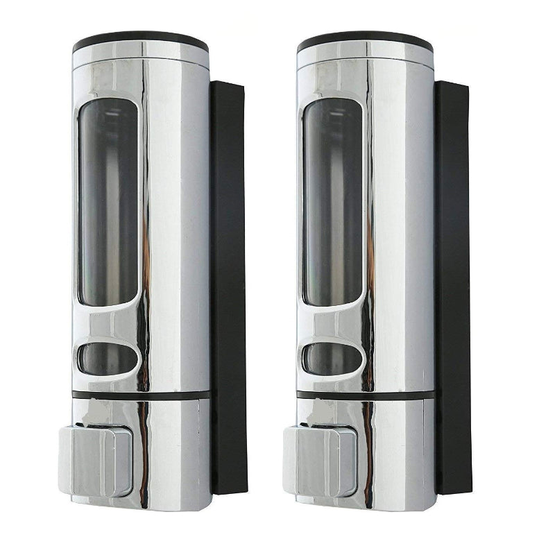 400ml Dispenser in Shiny Chrome for Liquid Soap, Shampoo, Body Wash or Sanitizer | Made in ABS Plastic | Wall Mounted