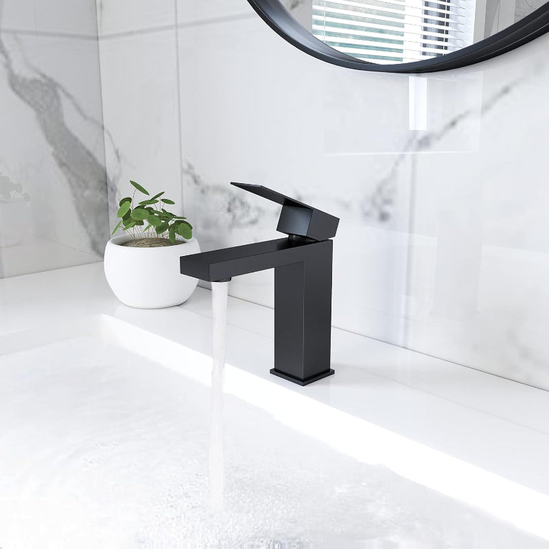 Basic Basin Mixer in Matt Black 6" inches | Stainless Steel | Hot and Cold Mixer