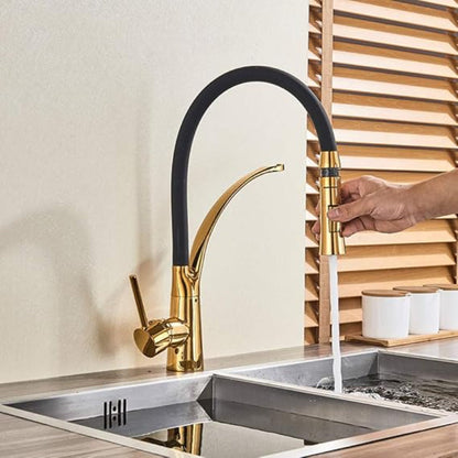 Premium and classical Stainless Steel Kitchen Faucet in Black Gold | Hot and Cold Mixer | 360° Moveable| Single Handle