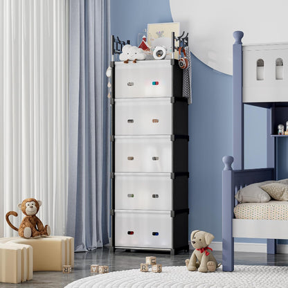 Portable Foldable Storage Cabinet Organizer Shelf with Doors, PP Plastic with Steel Rods | Lightweight, Space-Saving Storage Rack for Home, Bedroom o Kids Room