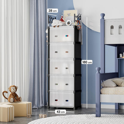 Portable Foldable Storage Cabinet Organizer Shelf with Doors, PP Plastic with Steel Rods | Lightweight, Space-Saving Storage Rack for Home, Bedroom o Kids Room