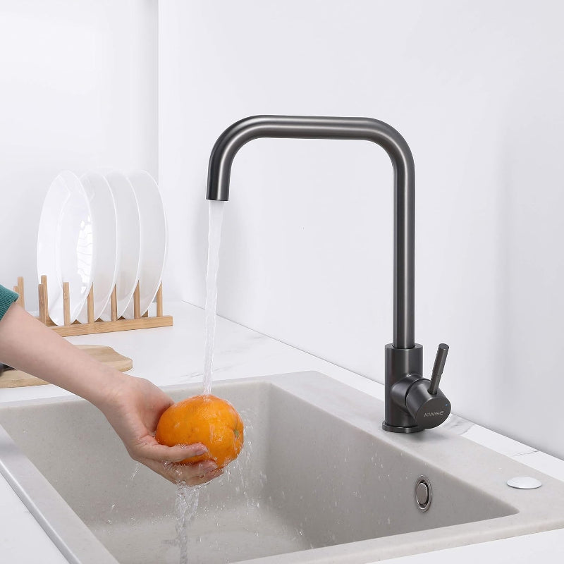 Heavy Duty Bay Neck Kitchen Mixers in Stainless Steel | Matt Black, Gun Metal & Shiny Gold