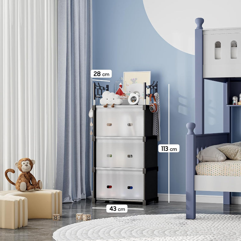 Portable Foldable Storage Cabinet Organizer Shelf with Doors, PP Plastic with Steel Rods | Lightweight, Space-Saving Storage Rack for Home, Bedroom o Kids Room