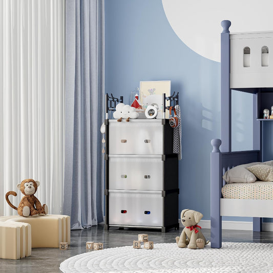 Portable Foldable Storage Cabinet Organizer Shelf with Doors, PP Plastic with Steel Rods | Lightweight, Space-Saving Storage Rack for Home, Bedroom o Kids Room