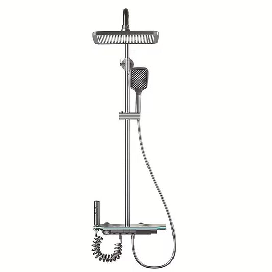 Piano Led  Shower Set in Stainless Steel Metallic Grey | Complete Set | High Water Pressure | Easy to Install