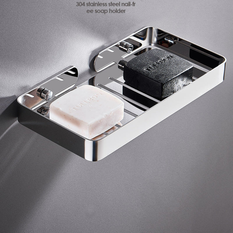 Premium Soap Dish and Organizer in Heavy Duty 304 SUS Stainless Steel for Bathrooms, Wash Areas | Wall Mounted
