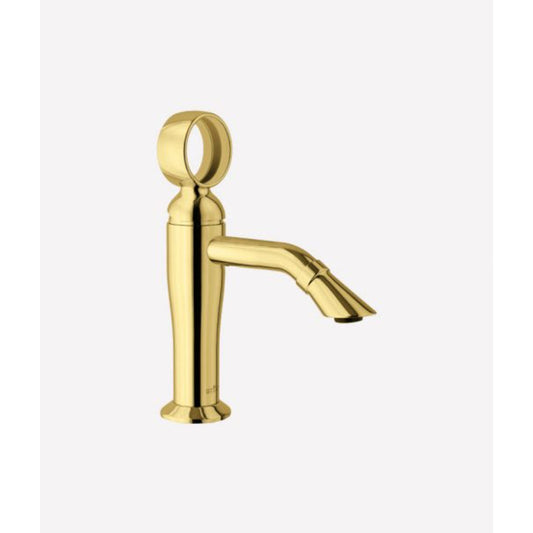 Top Ring Wash Basin Faucet Shiny Gold in Stainless Steel  | Hot and Cold Mixer | Easy to Install