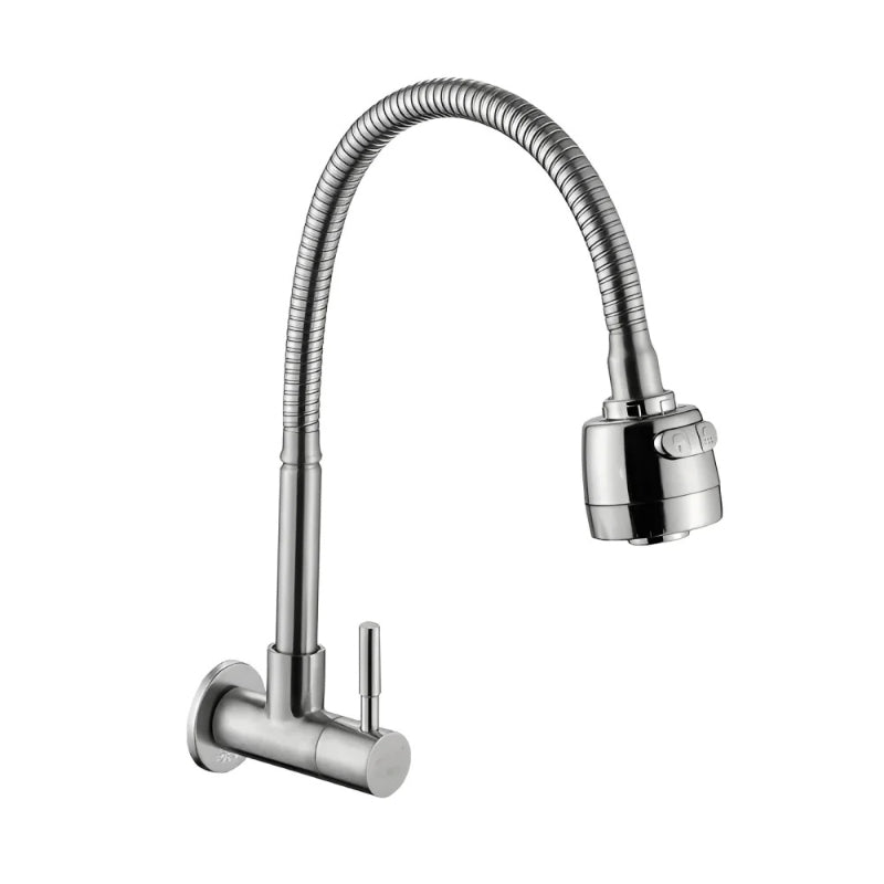 Flexible Neck Sink Cock in Stainless Steel with Dual Sparyer