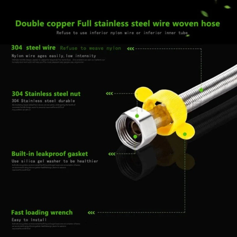 Braided Water Connection Pipe 24" inches | Stainless Steel & Nylon