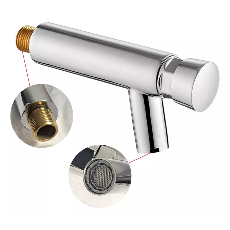 Auto Off Push Button Faucet in Brass | Auto Off in 5 to 8 Seconds | Single Line | Wall Mounted | for Bathrooms and Kitchens
