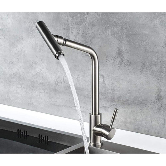 Eye Top Premium 14" inches Stainless Steel Kitchen Faucet in Steel Silver | Hot and Cold Mixer | 360° Moveable