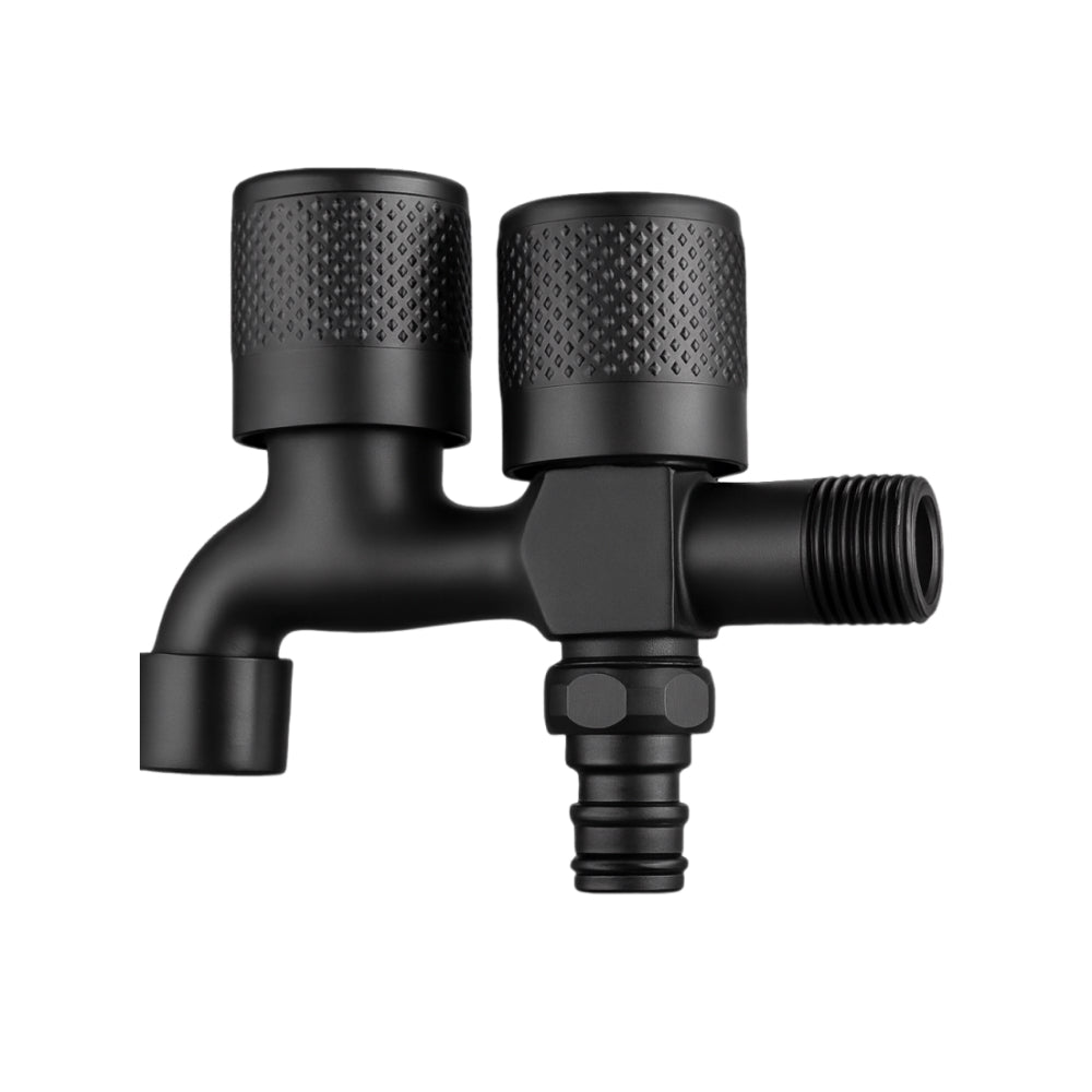 Premium Double Bib Cock in Stainless Steel | Black, Golden, Gun Grey & Chrome | for Bathrooms or Wash Areas