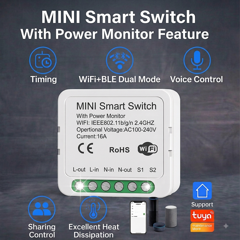 Smart Wi-fi Mini Switch 16A with Energy Monitor