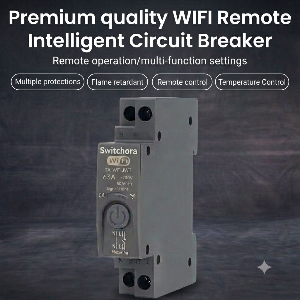Switchora Smart WiFi Circuit Breaker 1P 63A – DIN Rail, Power Metering, Remote Control, Tuya App