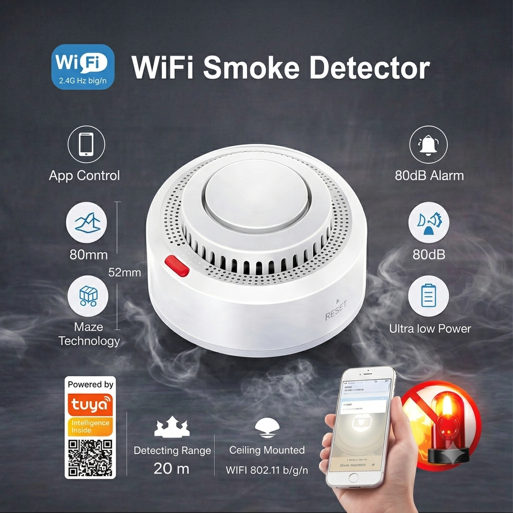 Smart Wi-fi Smoke Detector Sensor